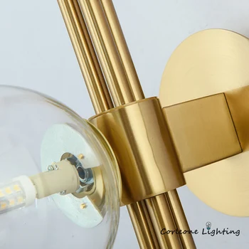 Модерен Стенен Лампа Златна Стъклена Топка Стенни осветителни Тела за Хол Спалня Баня Nordic Wall Decor Нощни LED осветление Стена