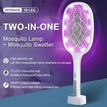 Нови Две-в-Едно 10 LED Капан за Комари Убиец на Лампата 3000 В Електрически Грешка силен критик USB Акумулаторна Лято Мухобойка Капан за Мухи, Насекоми