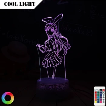 Аниме Waifu Mai Sakurajima Led Night Light for Спалня Декор Mai Light Gift for Friend Sakurajima Бъни Момиче Led Lamp Аниме Gift