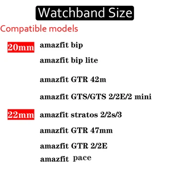 20 мм/22 мм Силикон Каишка За Amazfit Bip/Bip Lite /GTS 2 2д Сменяеми въжета за Amazfit GTR 2 2д 42 mm 47 mm Гривни Гривна