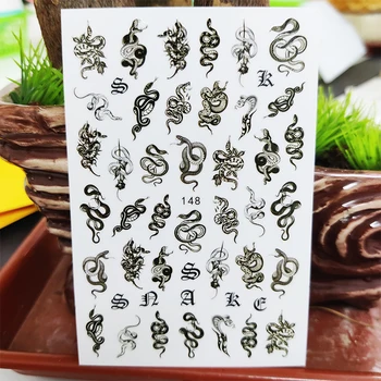 3D Нокти Sticker Етикети Самозалепващи Стикери за Нокти Змия Цветя Момиче Пеперуда Стикер за Маникюр, маникюр Декорации