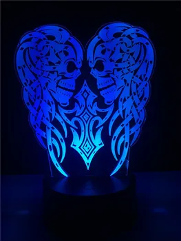 GAOPIN Хелоуин Double Skull Shape 3D Lamplight LED USB Mood Night Light Multicolor Touch or Remote Luminaria Change Table Lamp