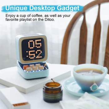 Bluetooth Високоговорител Ditoo Plus Мини Слушалка Bluetooth Alarm Clock Ретро Пиксельный Говорител На Събуфъра Led Дисплей Саундбар Декор Спални