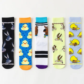 Аниме Геймърите Мъжки Чорапи Памук Карикатура Смешно Новост Щастливи Чорапи Уличен Стил Calcetines Скейтборд