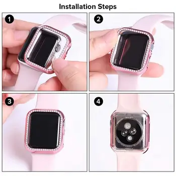 Bling Cover For Apple watch Case 44 mm 40mm iWatch 42 милиметра 38mm Diamond bumper Протектор Apple watch серия 6 5 4 3 2 SE Аксесоари