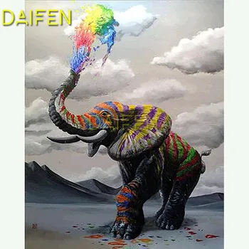 Пълен Квадратен Диамант мозайка Цвят пигмент слон облак 5D САМ Диамант живопис Кръстат бод Пълен Кръг Диамант бродерия