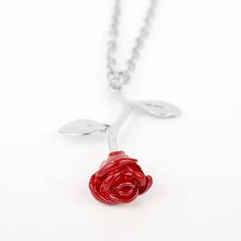 MQCHUN Rose Flower Изявление Necklace Women Charm Maxi Choker Beauty and the Beast Jewelry Women -30