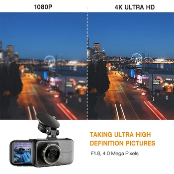 4K Видео Запис Dash Cam Камера Предна И Задна Вид 3