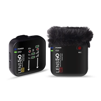 Lensgo 348C 1 to 1 2 Kit 2.4 G Безжичен Микрофон Система Отворотный Микрофон за Телефонни Камери Видео Интервю С Зарядно Калъф