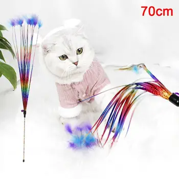 Пет Cat Kitten Feather Bell Tassel Тийзър Playing Stick Палки Род Интерактивна играчка