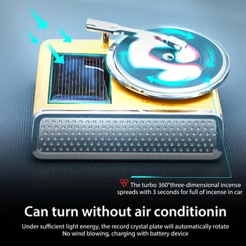 Парфюми Автомобилен Пречиствател На Въздуха Въртящи Се На 360 Компактен Инструмент Е Стар Фонограф Визьор Слънчев Автомобилен Плейър Ароматерапия Свежа Атмосфера На Автомобила