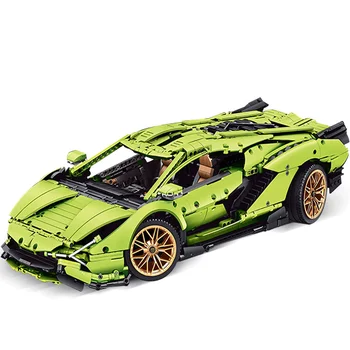 МУХЪЛ KING High-Tech The 1:8 Green Sian Racing Car Model Building Blocks Bricks Kids Educational САМ Toys Подаръци За Рожден Ден