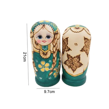 7ШТ Творчески Зелен Сплетен гнездене кукли, Детски Играчки Matryoshka Ръчно Рисувани Набор от Играчки, които Искат Руска Кукла Занаяти