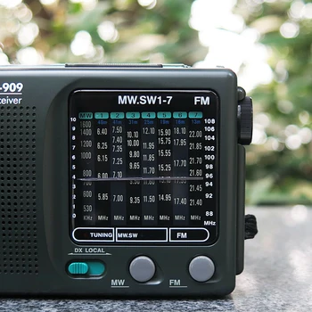 Преносим Радио FM MW(AM) SW(Shortwave) 9 Варира World Receiver Елегантен Отточна тръба на шарнирна връзка Сверхвысокочувствительный нисък шум Радио
