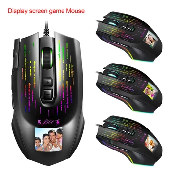 Нов J500 Display Screen Game Макро Mouse Многоезичен Водачът Може Свободно да Определят 10000DPI Радио И Телевизионна Мишката, за КОМПЮТЪР, Лаптоп