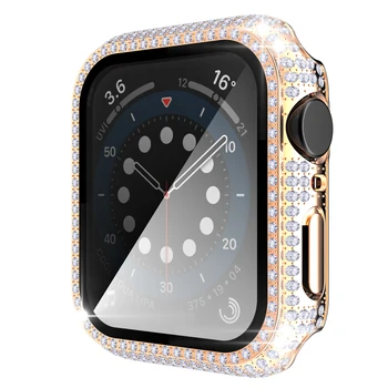 Нов Прозрачен каишка + Калъф за Apple Watch Серия 6 SE 5 4 38mm40mm Diamond 42mm44mm броня+Протектор на екрана, за да iWatch Accessorie