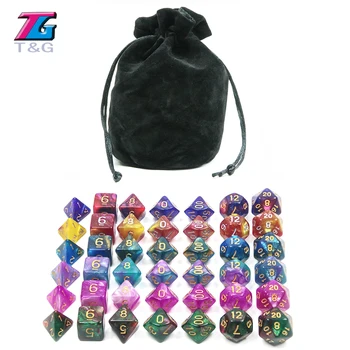 42 бр. Galaxy Мъглявина Dice Set + Dragon Eye Bag/Velvet Drawstring Bags Многостранен DnD Тенис на Игра на Преносими