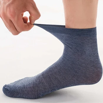 20 Двойки Мъжки Копринени Чорапи Високо Качество на Бизнес Ежедневни Мъжки Дълги Чорапи Летни тънки Прозрачни Тънки мъжки чорапи