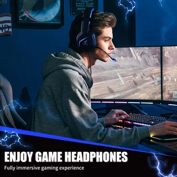 SOMIC Gaming Headset with Mic RGB LED Light for PS5, PS4, Computer Gamer Слушалки със стерео звук Soft Wired/Wireless GS401