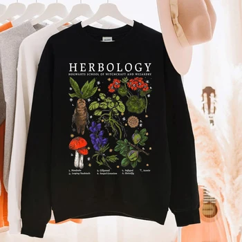Herbology Sweartshirt HP Пуловер Унисекс през Цялата Деколте с дълъг Ръкав Случайни печатни пуловер Magical Wizard Tee Подарък за феновете на HP