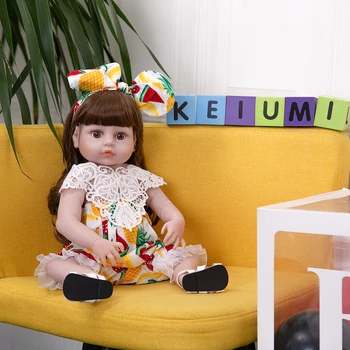 Къдрици на Косата Reborn Baby Doll 19 инча Пълен Силикон Корпус Облечи Красивото Момиче на Живо Дете Играчка За Новородено Подаръци за Деня На деца
