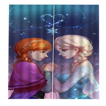 2021 New Disney ' s Digital Printed Drushed Shading Curtains Frozen Elsa Anna Princess Digital Bedroom Custom Curtains