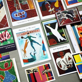 15 Листа на Изкуството Ретро Известната Картина на пощенска Картичка Снимка Подпори Сам Коллокация Украса Карта Стикер за Стена Цвят на Поздравителна картичка