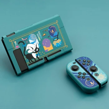 Зелен Алхимия Котка Твърд Калъф Защитно покритие Shell за Nintendo Switch Конзола NS Joy-con Crystal Back Protector Корпус на Кожата