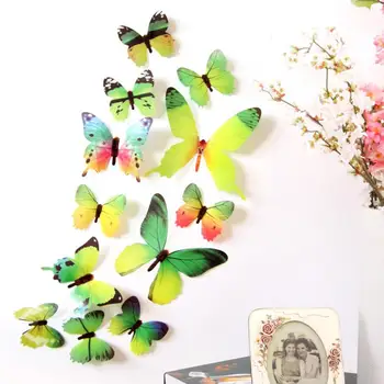 Безплатна Доставка 12шт PVC 3d Пеперуда Стенен Декор на Красиви Пеперуди Стенни Стикери Художествени Стикери за Декорация на дома Стаите в Стенно Изкуство
