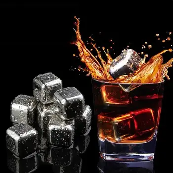 Кубчета Лед От Неръждаема Стомана за Многократна употреба Охлаждащи Камъни За Уиски, Вино Дръжте Си пият Студена по-Дълго Кухненски Бар Прибори TSLM1