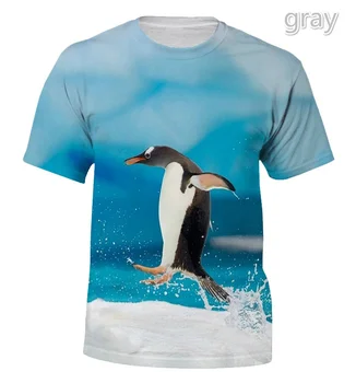 Мода Животни Пингвин 3D Печат с къс ръкав тениска Годишни Мъже и Жени, Интересна Тенденция Ежедневни тениска XS-5XL