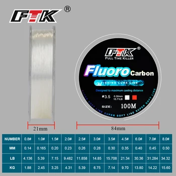 FTK 100m Fluorocarbon Fishing Lure Line 4.13-34.32 LB Carbon Fiber Leader Line Риболовни Принадлежности