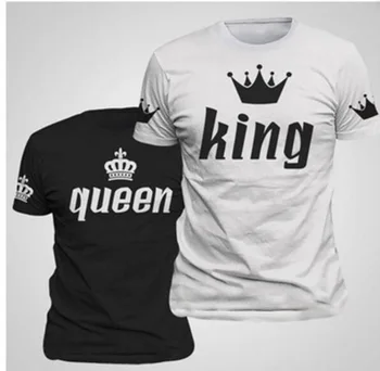 Ежедневни Ризи С Къс Ръкав Двойка King Queen Върховете King Queen T Shirt Summer Fashion Couple Tops
