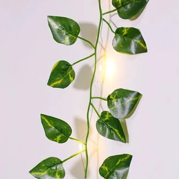2.2 m 25 Светлини Моделиране Зелен Лист от Ратан Струнен Светлина на Изкуствени Цветя, Декоративни Атмосфера Струнни Светлини SEC88