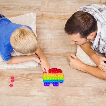 Rainbow Push Bubble Sensory Toy Аутизъм Anti Stress Cartoons Silicone Преса Toy симпл дъмпъл играчки