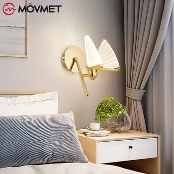 Модерна Пеперуда, с монтиран на стената Лампа, Спалня Творчески Злато За Кафе с Трапезария и Хол Бар осветителни Тела, LED Нощни Лампи