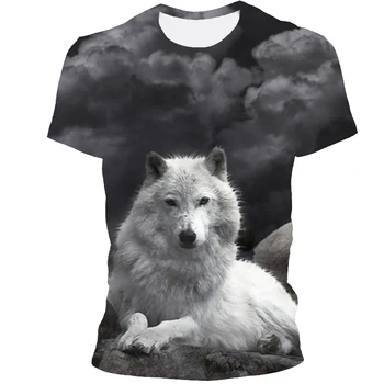 2021 нов мъжки летен принт мъжка тениска с къс ръкав 3D wolf pattern тениска ежедневни дишаща тениска и риза плюс размер