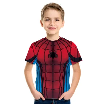 Disney Marvel Spiderman Мъжки момче Детски дрехи Фитнес тениска Бягане, Езда Фитнес Упражнения Мляко Топ Коприна