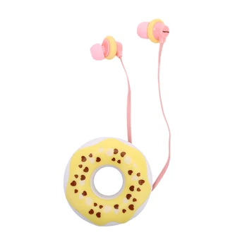 Слушалки Втулки Слушалки Сладки Понички Тестени изделия Слушалки 3,5 мм Стерео Кабелни Слушалки С микрофон Калъф За Деца Момичета MP3 Подаръци Q17