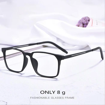 Чист Титан+TR90 Стойност Рамки за Очила Късогледство, Мъжки квадратна полнокадровая Голяма лицева ультралегкая Еластична боя за Стъклени Рамки F8878