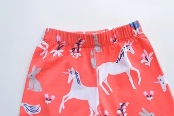 Little Maven Kids Girls Leggings New Cotton Red Unicorn Pants Ежедневни Облекла Панталони за деца от 2 до 7 години