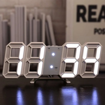 Дигитални Стенни Часовници 3D LED Аларма Електронни Настолни Часовници с Повторение на 3 Авторегулировки Нива на Яркост 12/24 Часов Дисплей