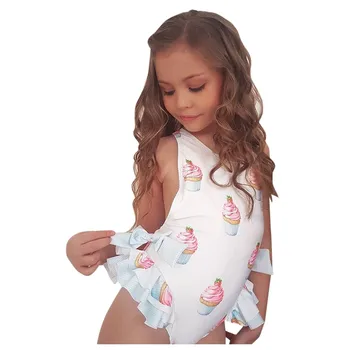 #40 Toddler Kids Baby Girls Summer Sleeveless Ice Cream Print Strap Tutu Dress Сарафан Облекло Годишни Деца Момичета Бански Нови