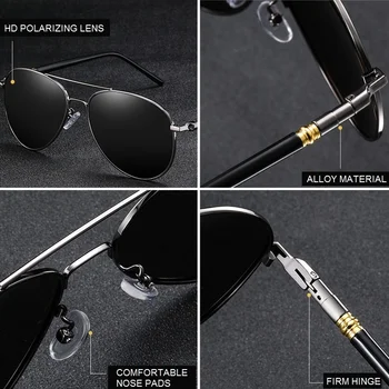 Мъжки поляризирани слънчеви очила Мъже, Жени Шофиране Пилот Винтидж Слънчеви Очила Марка Дизайнер на Мъжки Черни Слънчеви очила За мъже Жени UV400