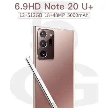 Note20U+ 6.9 3.5 inch D Display Full Android Смартфони 5G LET Cellphones 12GB+512GB MTK6889 10-Ядрен Мобилен телефон със сензорен екран