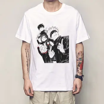 Harajuku Men Tshirt Jujutsu Kaisen Printing Unisex Short Sleeve T Shirt Cool Картун Аниме Ежедневната Мъжка тениска градинска облекло Потници
