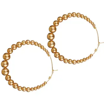 Мода голям обръч обеци бохемски реколта кръг обици с перли и златни бижута обеци за жени