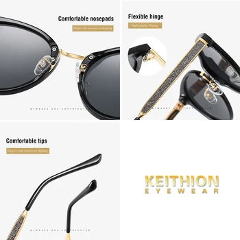 KEITHION Vintage Cateye Слънчеви Очила За жени на Луксозна Марка Синьо Огледало Слънчеви Очила Ретро Черни Нюанси За Жени UV Защита UV400
