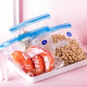 Хранително-вкусовата Въздух, Вакуум и Сгъстен Чанта за Кухня Вакуум Чанта Органайзер с Прозрачен Затегнати Многократна употреба морозильные чанти Кухня чанта за съхранение