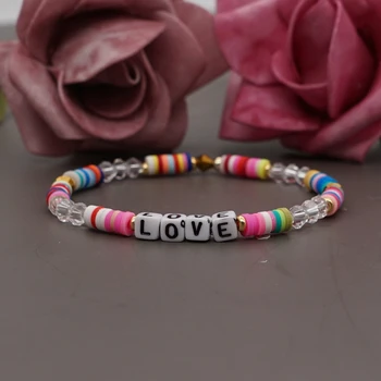 Go2Boho Crystal Beaded Bracelets Heishi Disc Цветни Мъниста Braclets LOVE Гривна За жени 2021 Sweet Pulsera Beach Jewelry